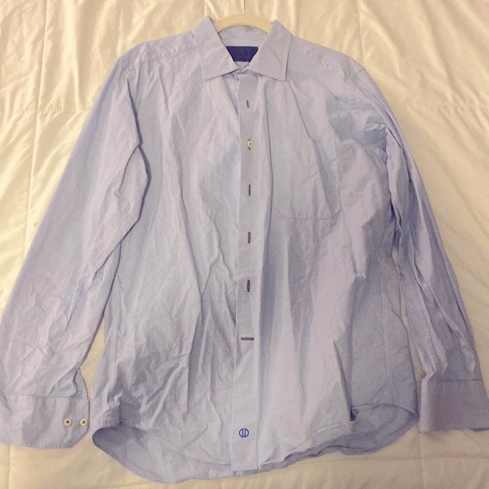 David Donahue Blue Dress Shirt Size L